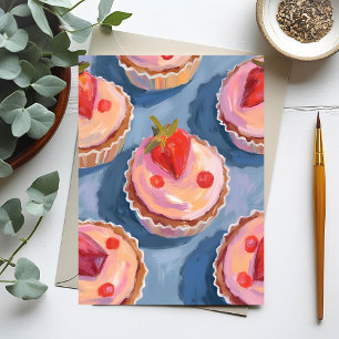 Strawberry Cupcakes   Fruit Watercolor Celebratory Postcard