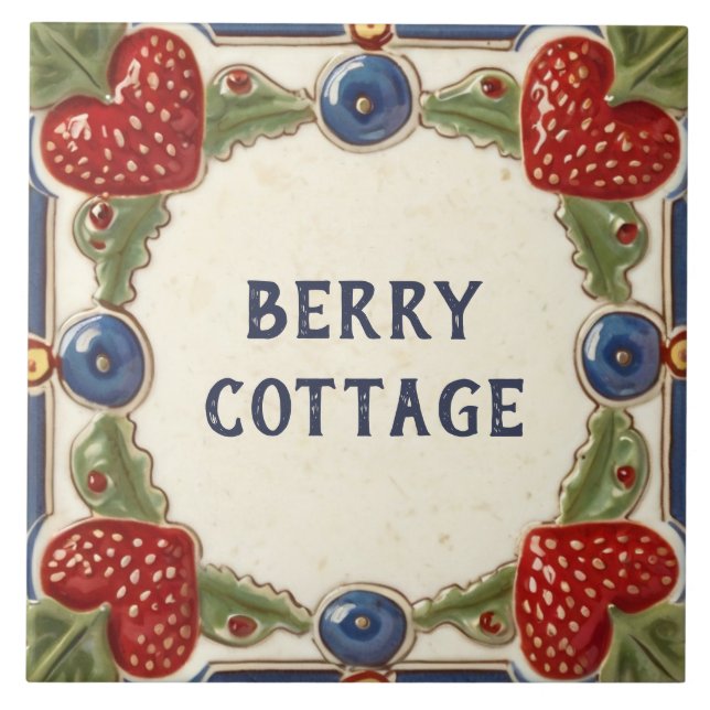 Strawberry Custom House Name Plate Plaque Sign Tile (Front)