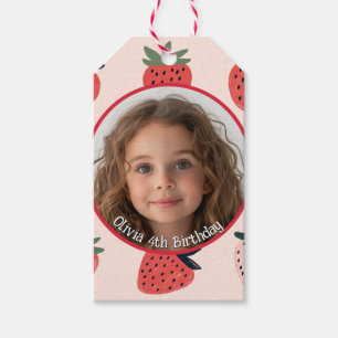 Strawberry Custom photo and name Paper Plate Gift Tags