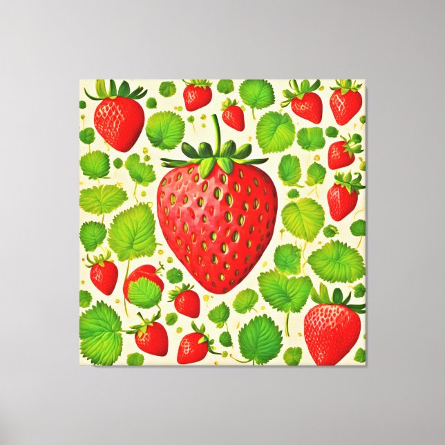 Strawberry Dadaist Artwork Canvas Print (Front)