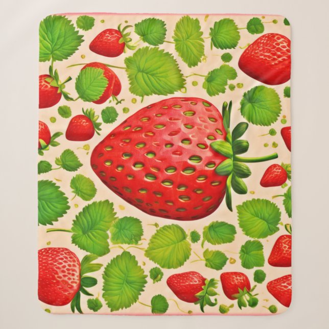 Strawberry Dadaist Artwork Sherpa Blanket (Front)
