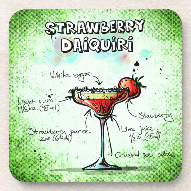 Strawberry Daiquiri Drink Recipe Coaster (Front)