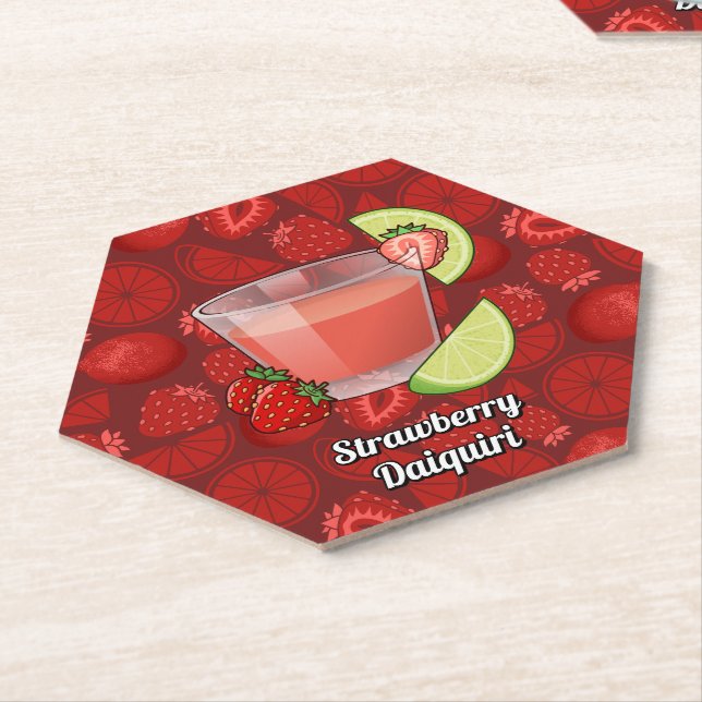 Strawberry Daiquiri Paper Coaster (Angled)