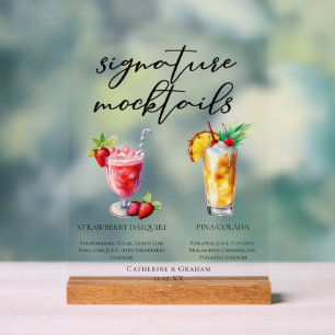 Strawberry Daiquiri Piña Colada Blended Mocktails Acrylic Sign