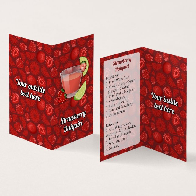 Strawberry Daiquiri Recipe Business Card (Inside and Outside)