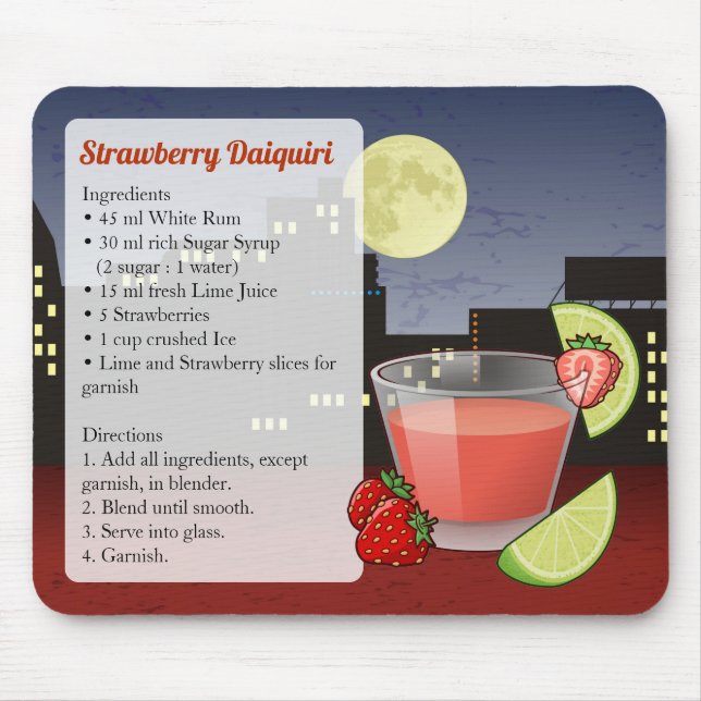 Strawberry Daiquiri Recipe Mouse Pad (Front)