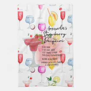 Strawberry Daiquiri Recipe Personalized  Kitchen Towel
