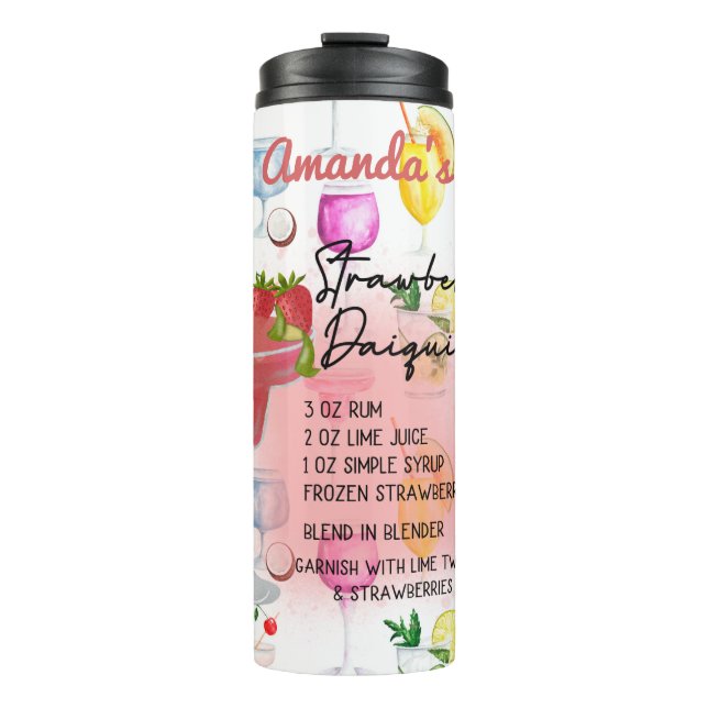 Strawberry Daiquiri Recipe Personalized  Thermal Tumbler (Front)