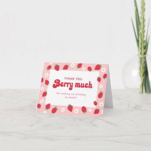 Strawberry Daisy Birthday Thank You Card