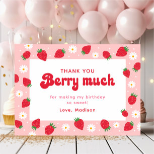 Strawberry Daisy Birthday Thank You Card