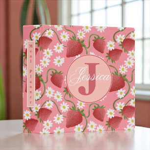 Strawberry Daisy Personalized Meal Planner Binder
