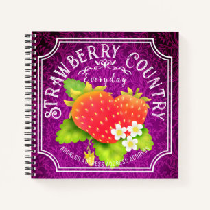Strawberry Dark Purple Frame Notebook