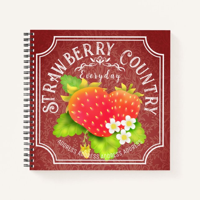 Strawberry Dark Red Frame Notebook (Front)