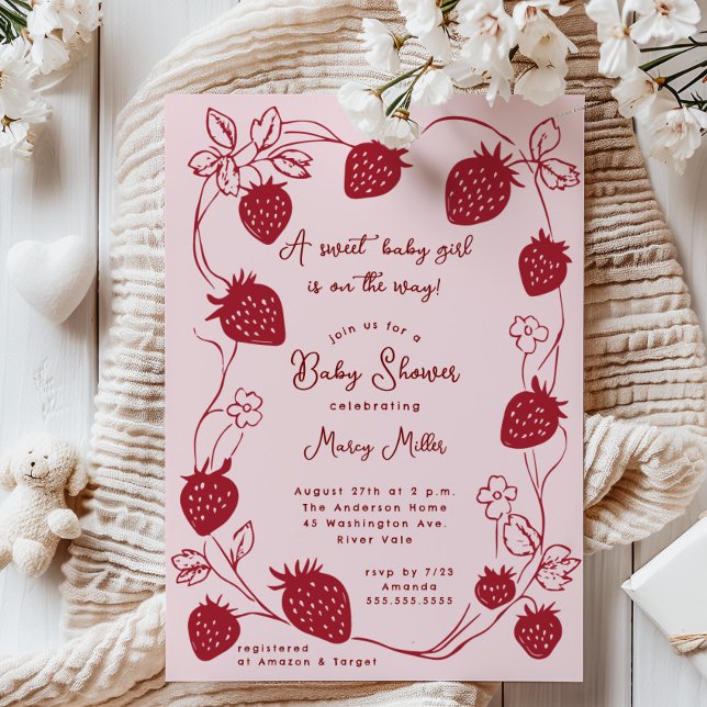 Strawberry Delight Baby Shower Invitation (Creator Uploaded)