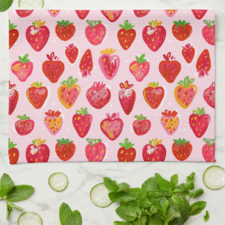 Strawberry Delight Pattern Kitchen Towel
