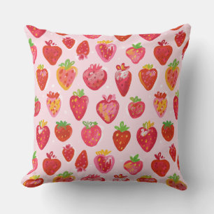 Strawberry Delight Pattern Outdoor Pillow