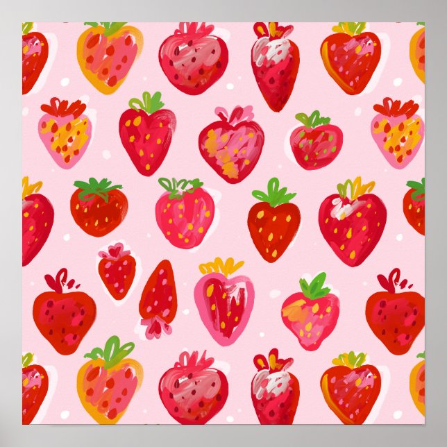Strawberry Delight Pattern Poster (Front)