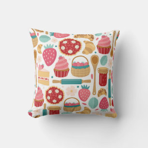 Strawberry Delight Pattern Throw Pillow