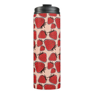 Strawberry Delight: Vintage Pattern Charm. Thermal Tumbler