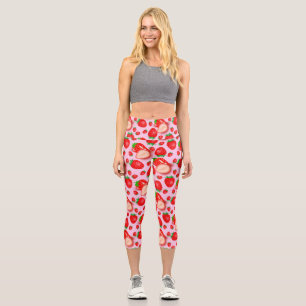 Strawberry Design Capri Leggings