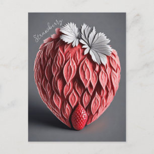 Strawberry Design on grey background Postcard