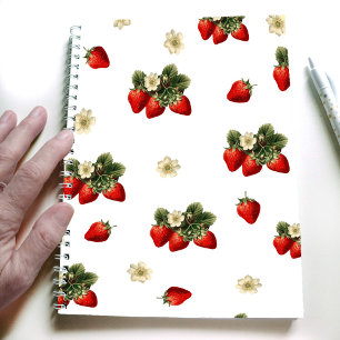 Strawberry design on white simple modern notebook