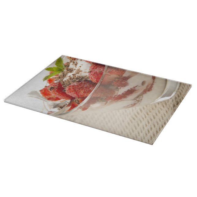 Strawberry Dessert With Fresh Yogurt Cutting Board (Corner)