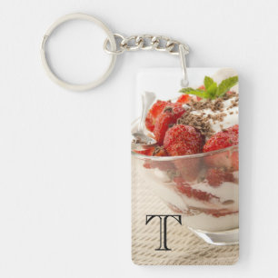 Strawberry Dessert With Fresh Yogurt Keychain