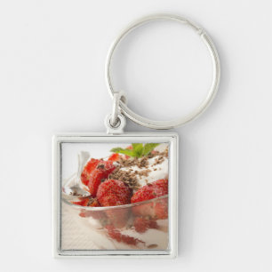 Strawberry Dessert With Fresh Yogurt Keychain