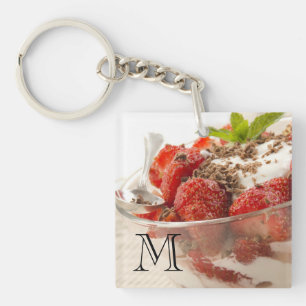 Strawberry Dessert With Fresh Yogurt Keychain