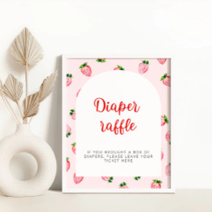Strawberry Diaper Raffle Summer Baby Shower Poster