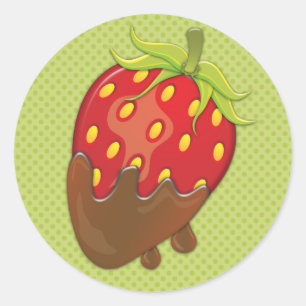 Strawberry dipped in chocolate classic round sticker