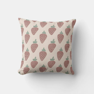 Strawberry Doodle Pattern Throw Pillow