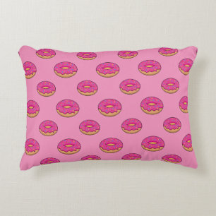 Strawberry Doughnut with Sprinkles Cartoon Accent Pillow