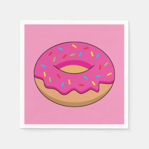 Strawberry Doughnut with Sprinkles Cartoon Napkin
