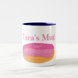Strawberry Doughnuts Custom Name Two-Tone Coffee Mug