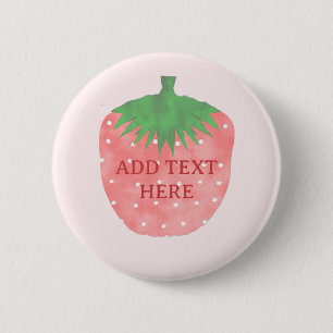 Strawberry Drawing Custom Text 2 Inch Round Button