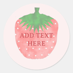 Strawberry Drawing Custom Text Classic Round Sticker