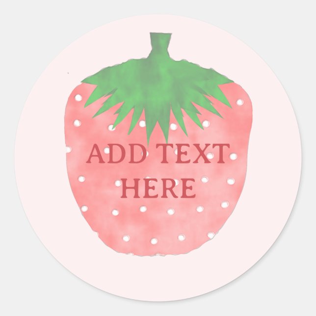 Strawberry Drawing Custom Text Classic Round Sticker (Front)