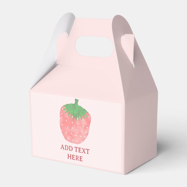 Strawberry Drawing Custom Text Favor Box (Front Side)