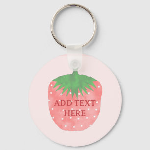 Strawberry Drawing Custom Text Keychain