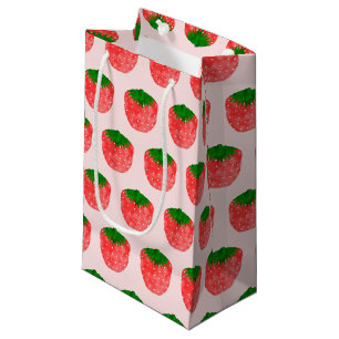 Strawberry Drawing Custom Text Small Gift Bag