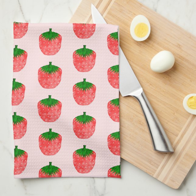 Strawberry Drawing Kitchen Towel (Quarter Fold)