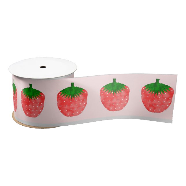 Strawberry Drawing Satin Ribbon (Spool)