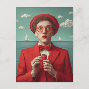 Strawberry Dream in Red Holiday Postcard