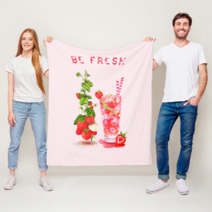 Strawberry Drink Funny Fleece Blanket Custom Text