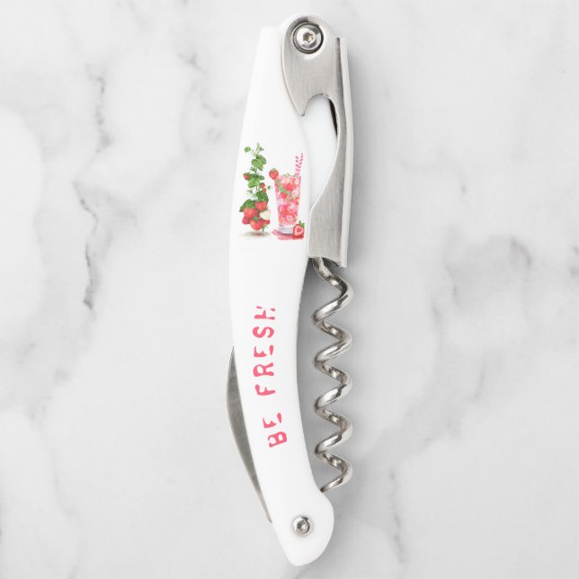 Strawberry Drink Waiter's Corkscrew - Custom Text (Back)