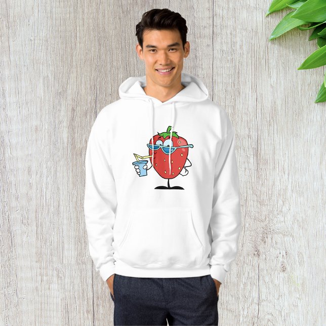 Strawberry Drinking Mens Hoodie (Creator Uploaded)