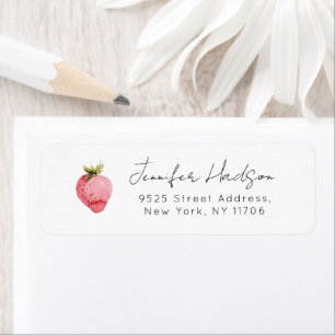 Strawberry elegant minimalist Return Address