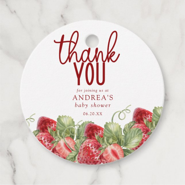 Strawberry | Elegant Thank You Favour Tags (Front)